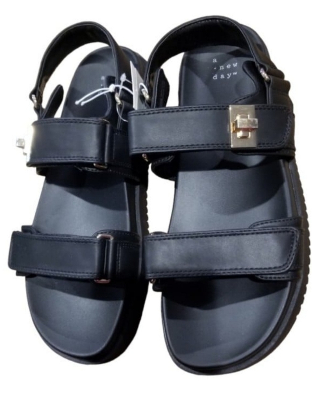 Women's Jonie Ankle Strap Footbed Sandals - A New Day Black - Picture 4 of 4